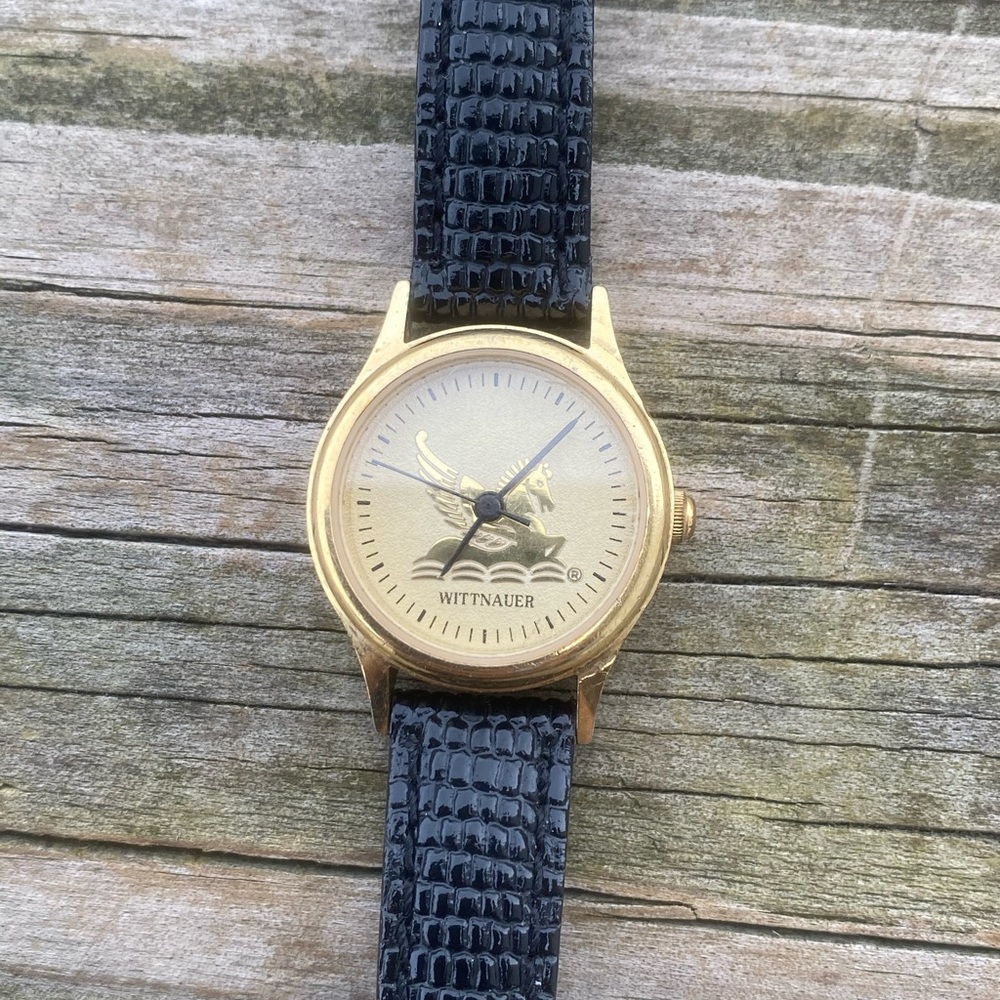 Wittnaeur Pegasus black vegan leather watch